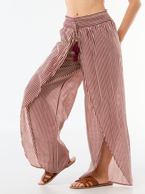 Pantalon de plage en viscose imprimée - Kiabi