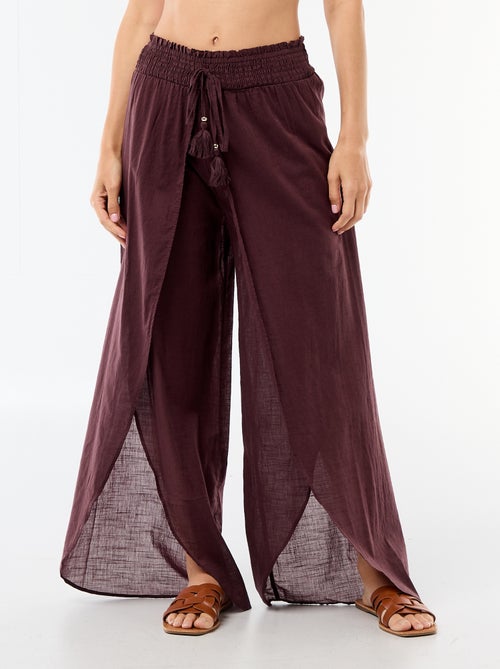 Pantalon de plage en viscose imprimée - Kiabi