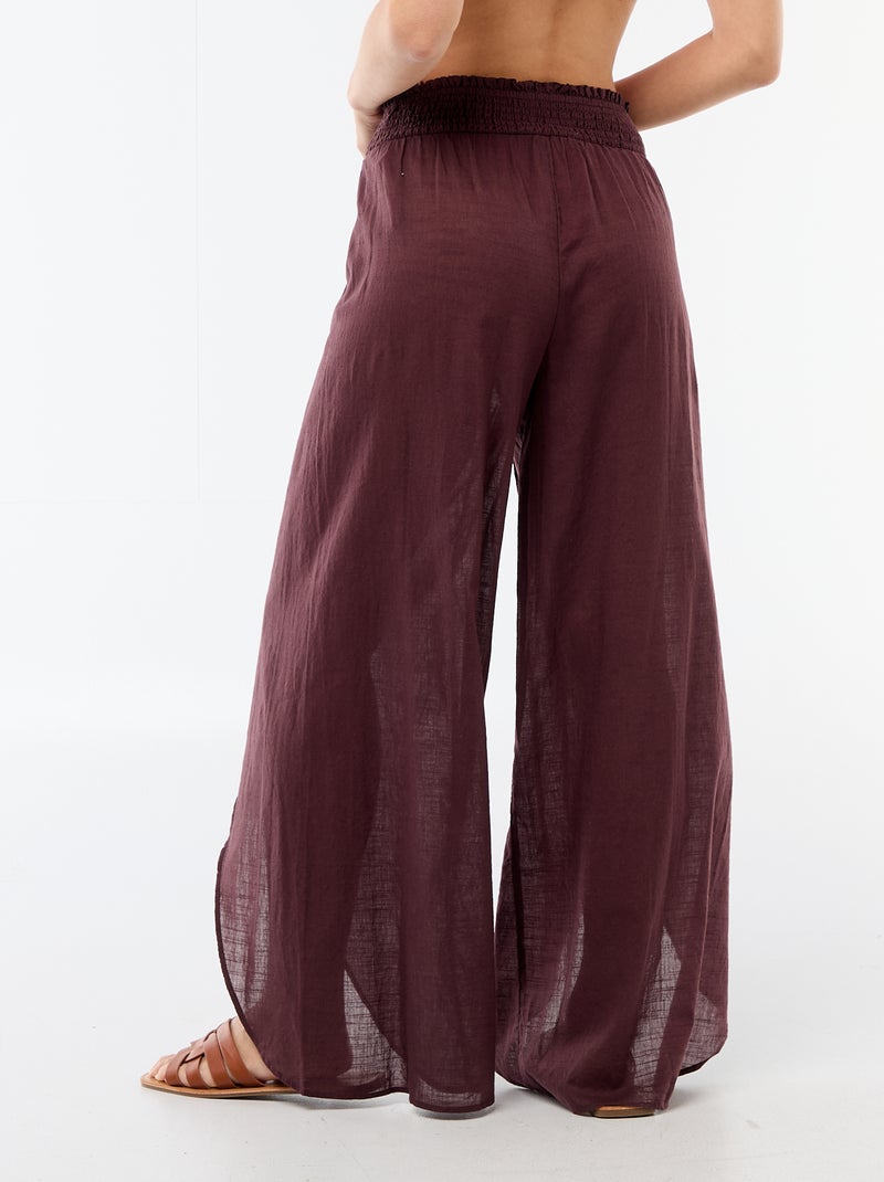 Pantalon de plage en viscose imprimée Violet - Kiabi