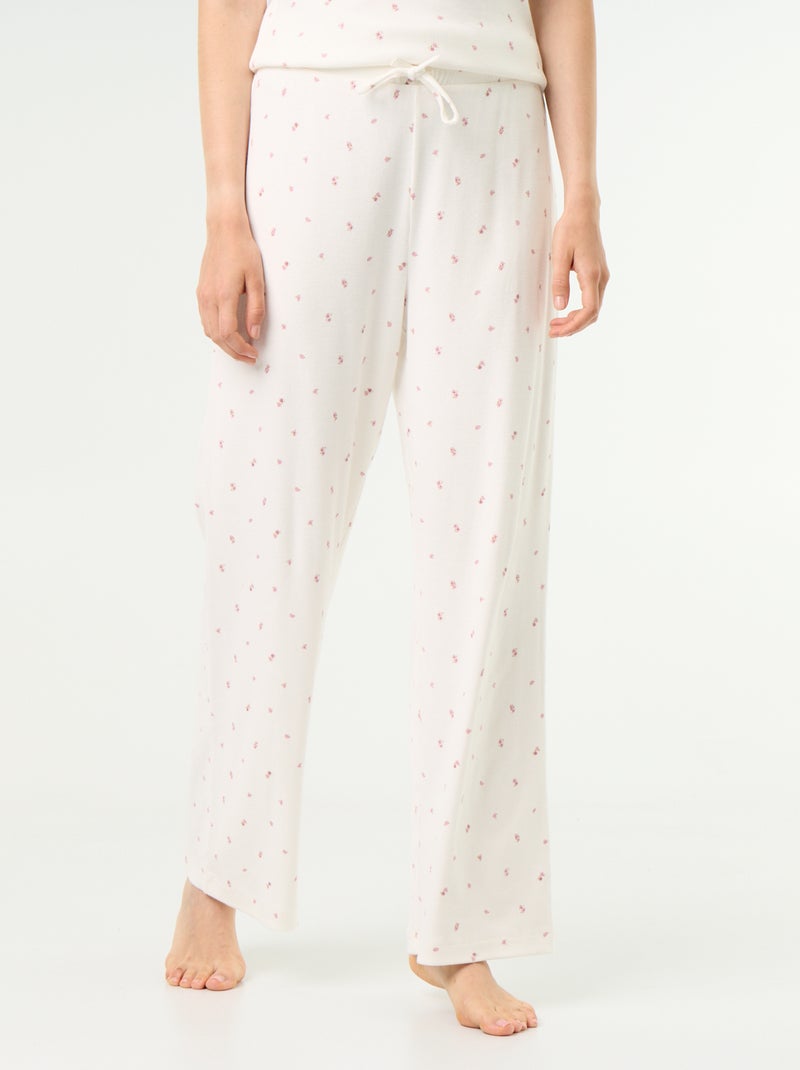 Pantalon de pyjama en maille côtelée Blanc - Kiabi