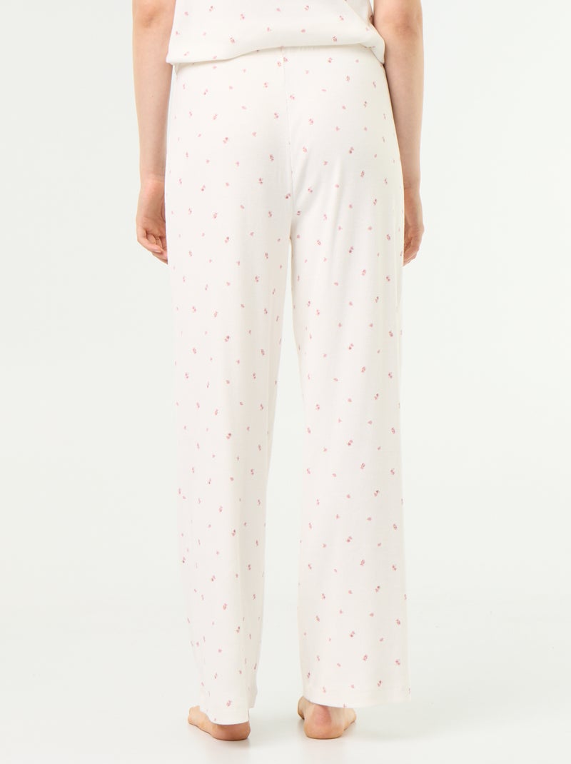 Pantalon de pyjama en maille côtelée Blanc - Kiabi