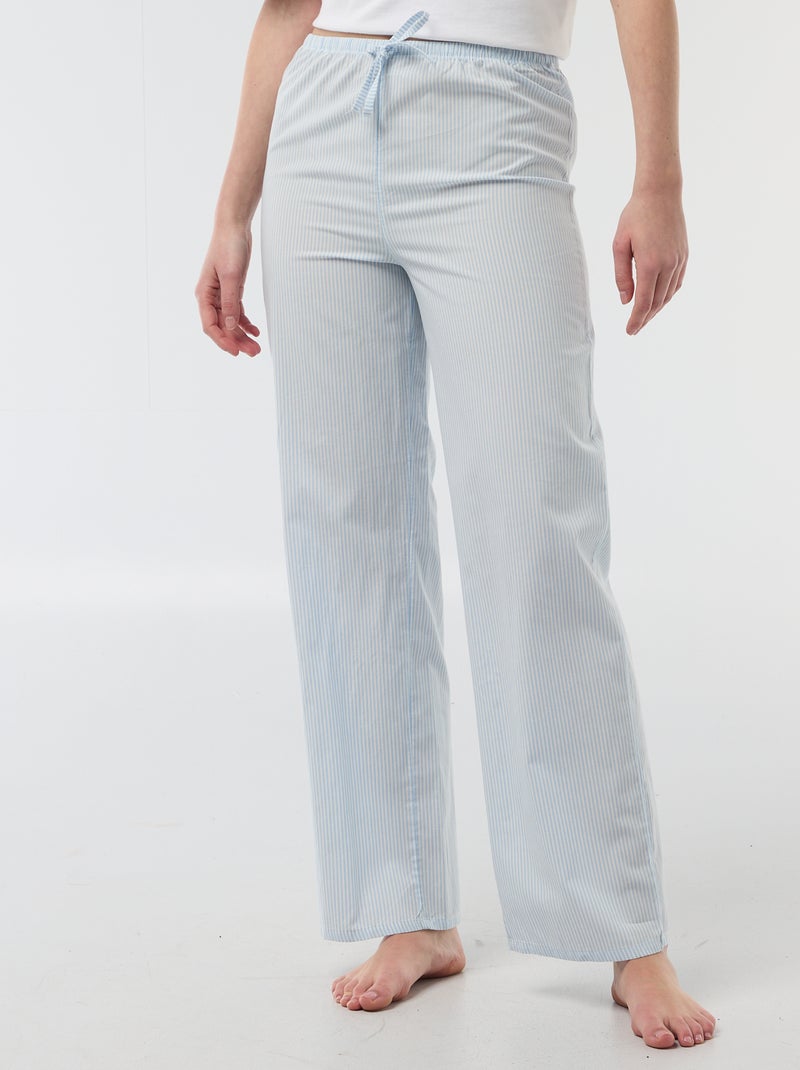 Pantalon de pyjama en popeline rayé Bleu - Kiabi