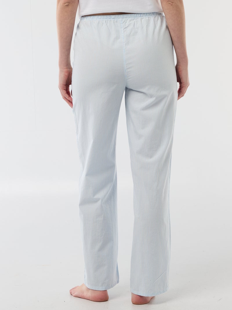 Pantalon de pyjama en popeline rayé Bleu - Kiabi