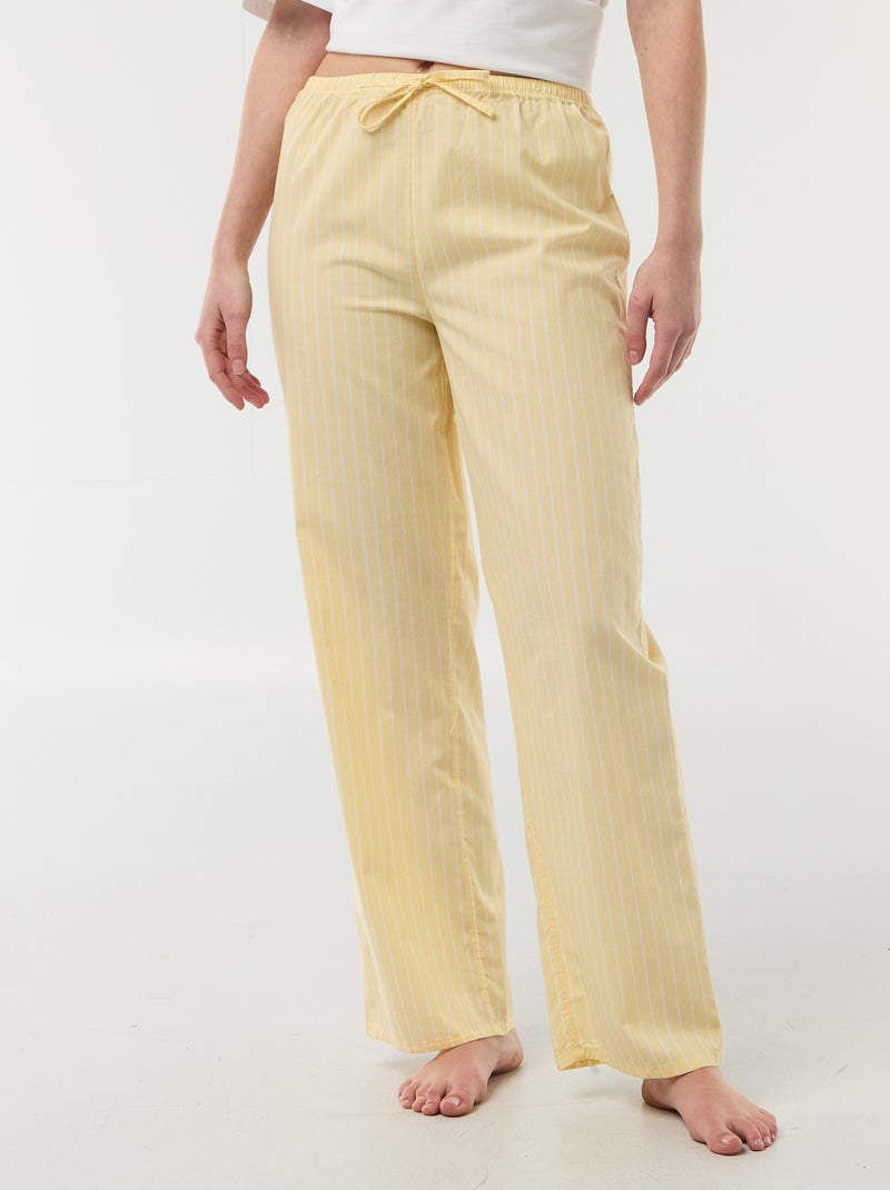 Pantalon de pyjama en popeline rayé Jaune - Kiabi