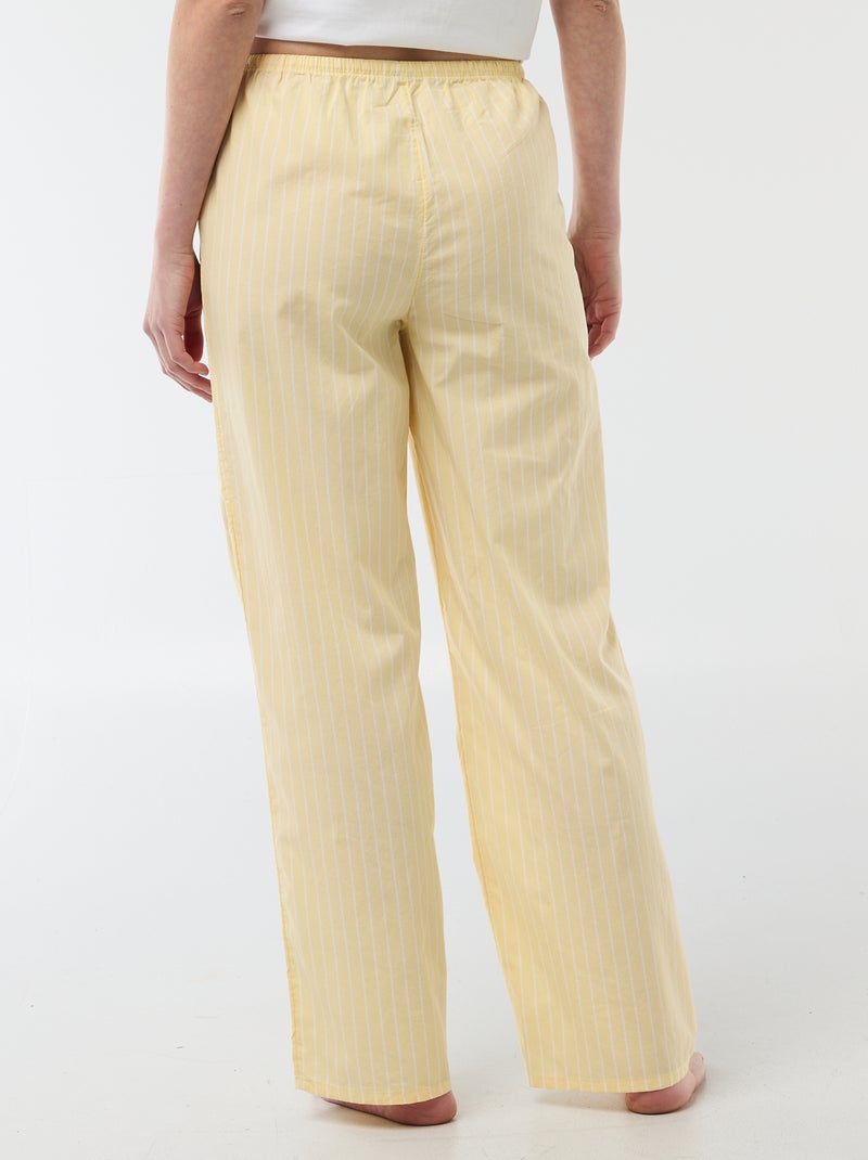 Pantalon de pyjama en popeline rayé Jaune - Kiabi