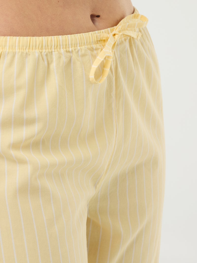 Pantalon de pyjama en popeline rayé Jaune - Kiabi