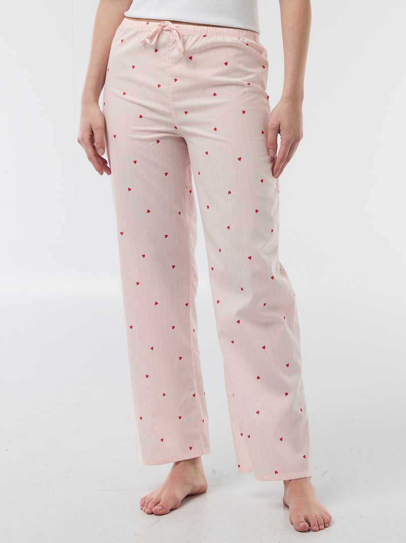 Pantalon de pyjama en popeline rayé Rose - Kiabi