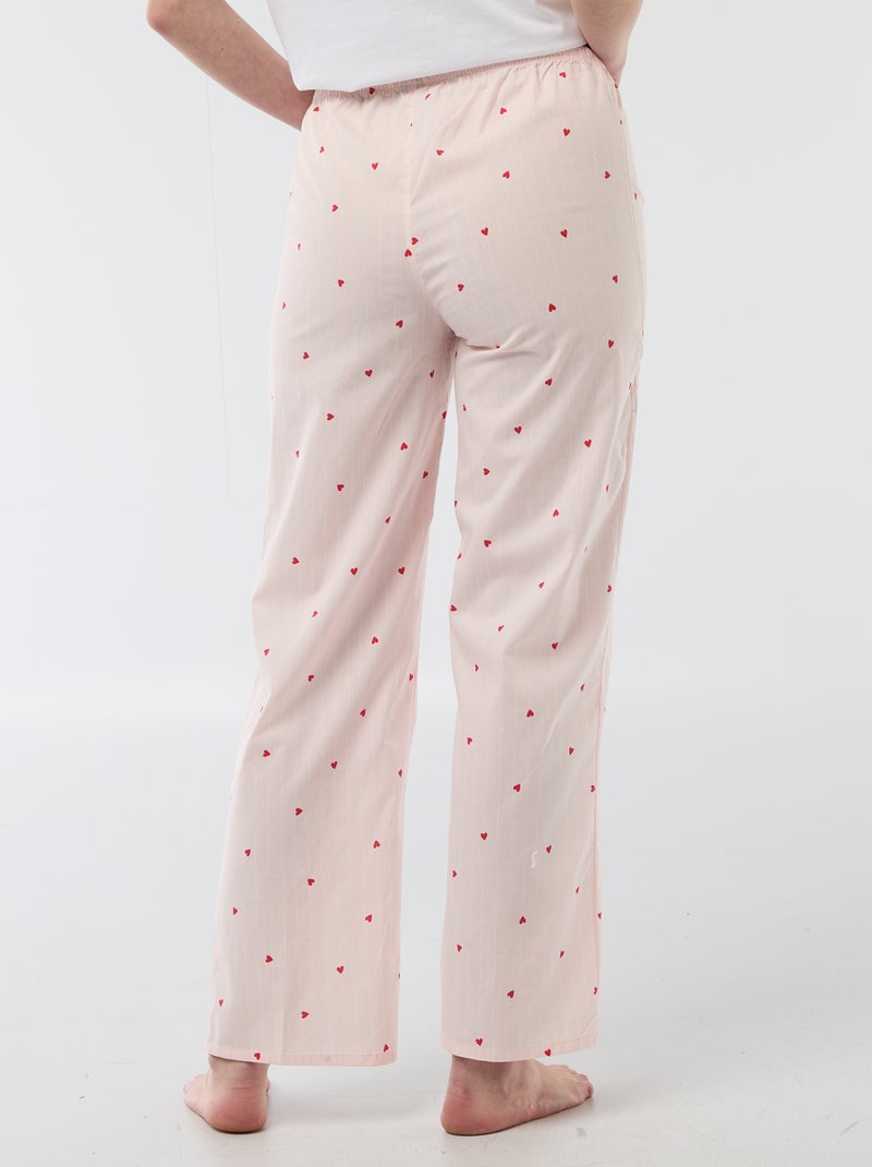 Pantalon de pyjama en popeline rayé Rose - Kiabi