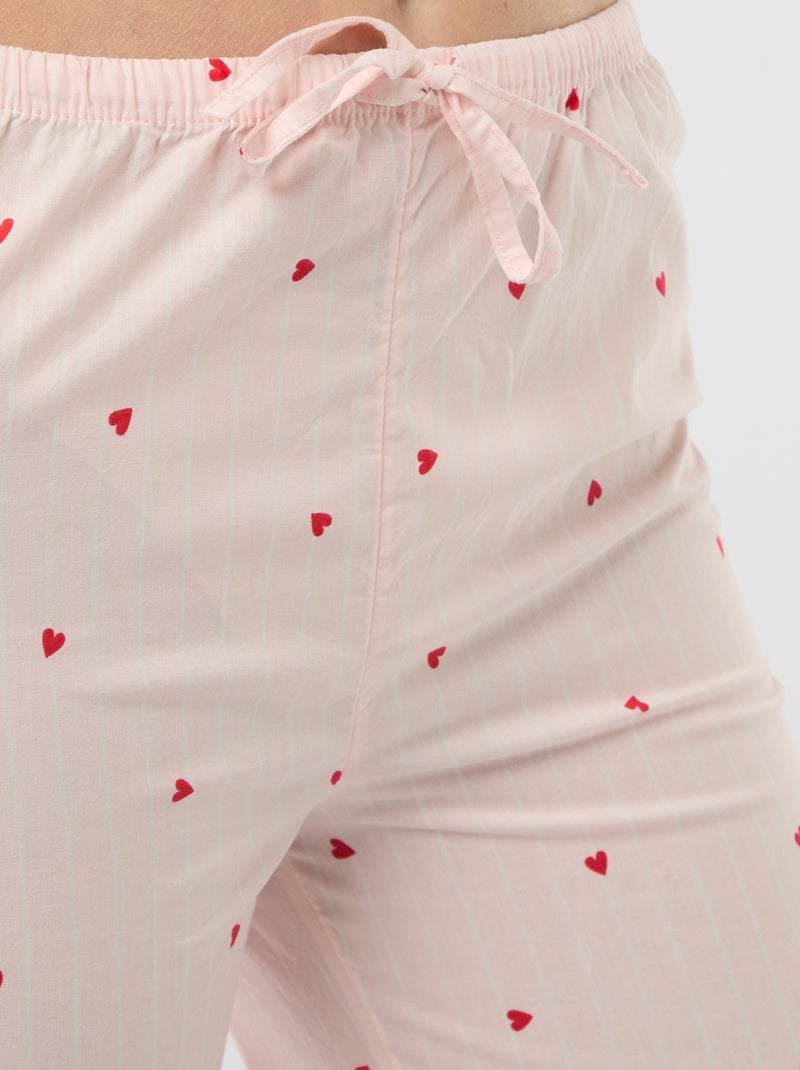 Pantalon de pyjama en popeline rayé Rose - Kiabi