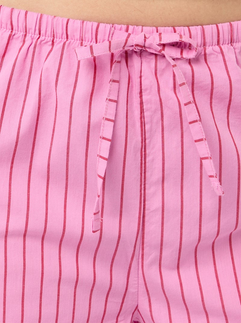 Pantalon de pyjama en popeline rayé Rose - Kiabi