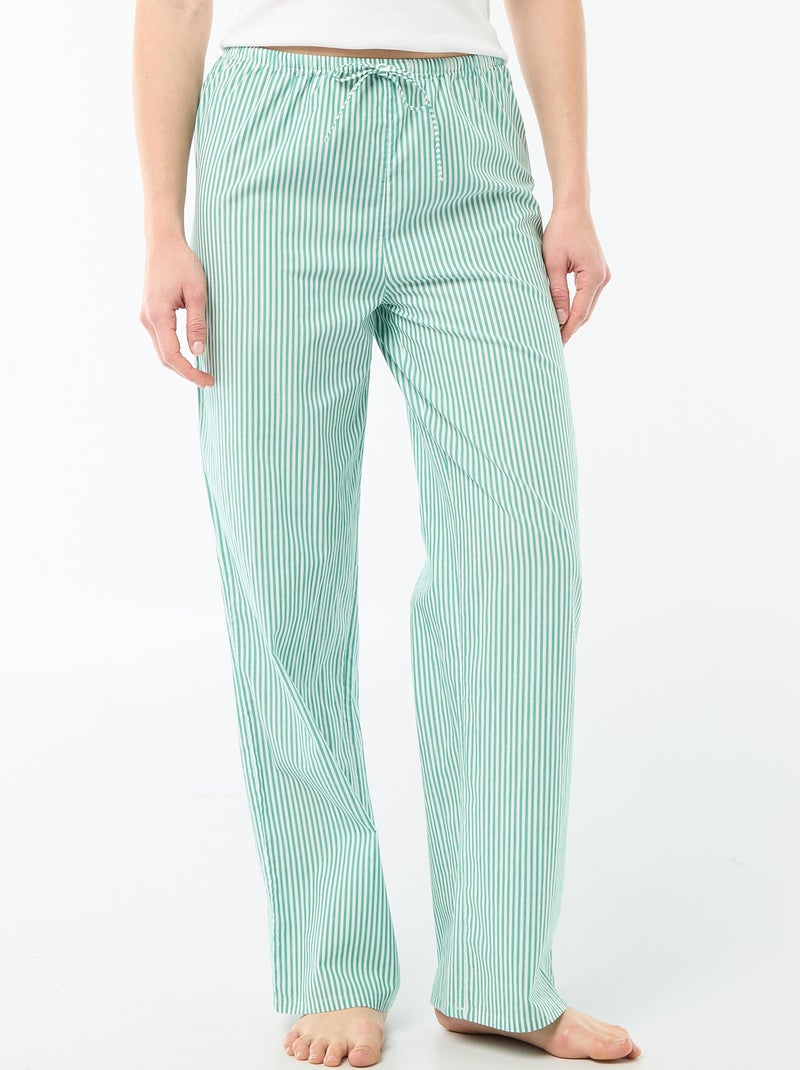 Pantalon de pyjama en popeline rayé Vert - Kiabi