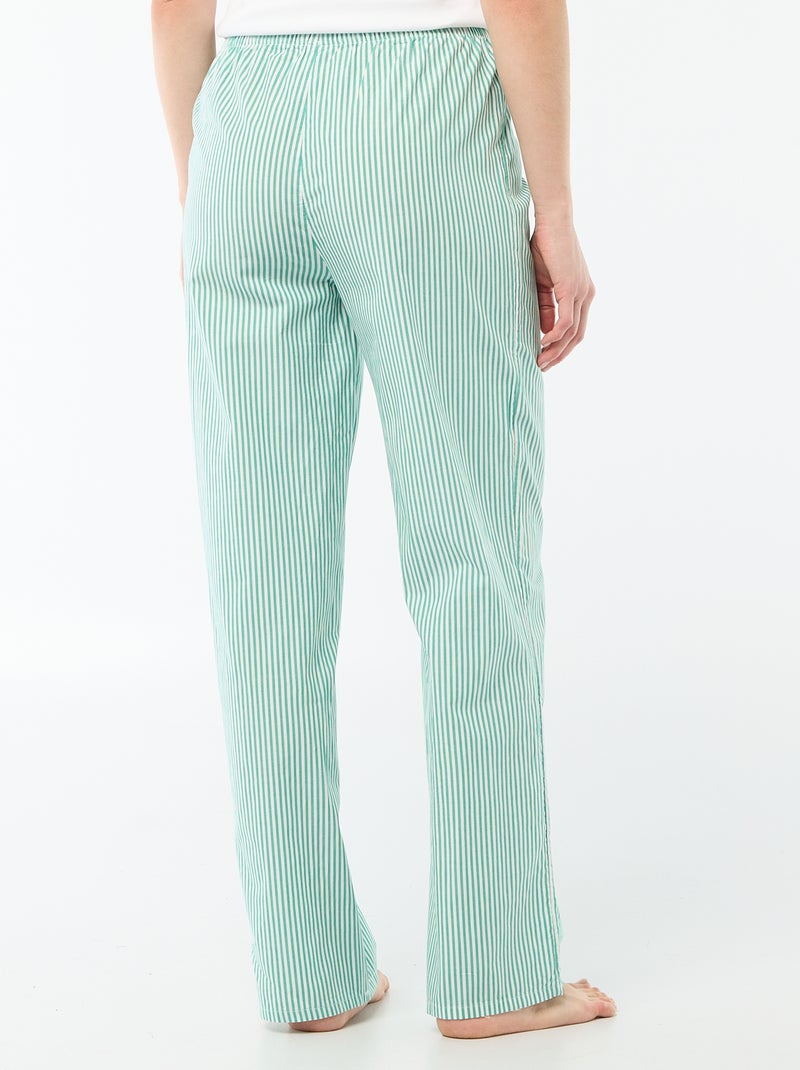 Pantalon de pyjama en popeline rayé Vert - Kiabi