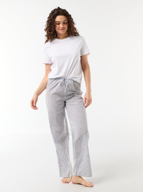 Pantalon de pyjama en voile de coton imprimé - Kiabi
