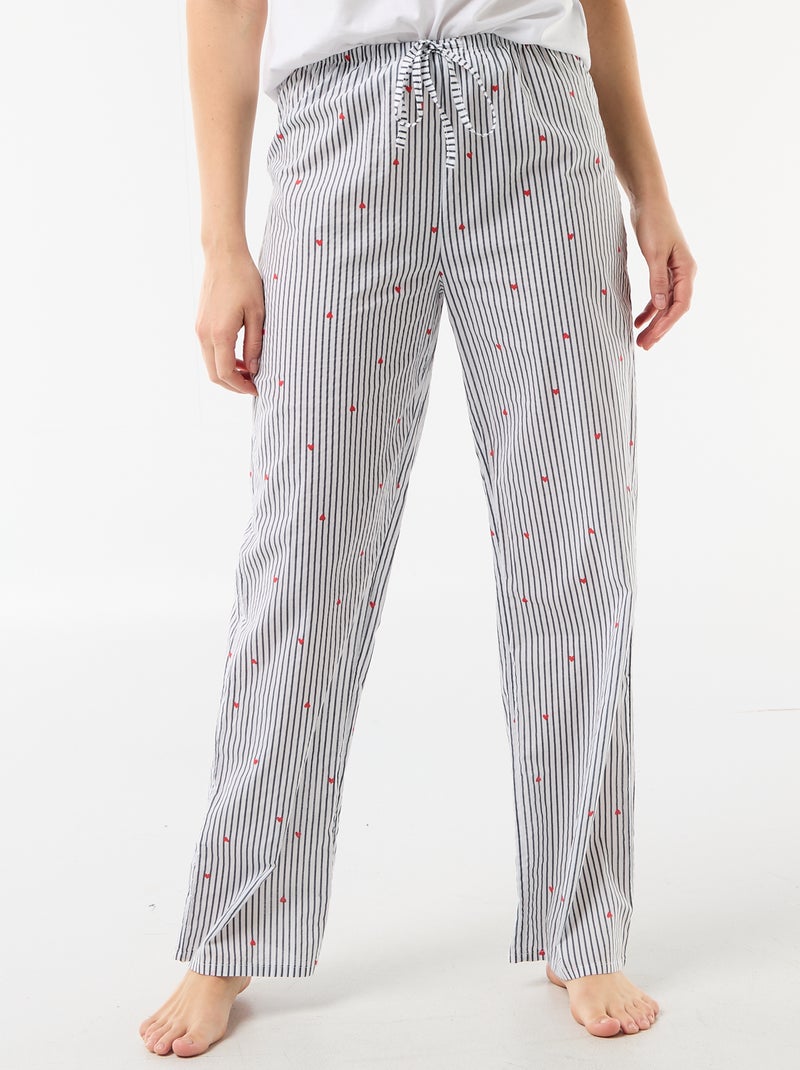 Pantalon de pyjama en voile de coton imprimé Bleu - Kiabi