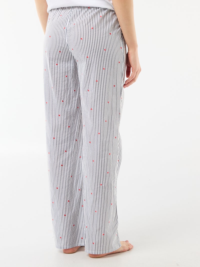 Pantalon de pyjama en voile de coton imprimé Bleu - Kiabi