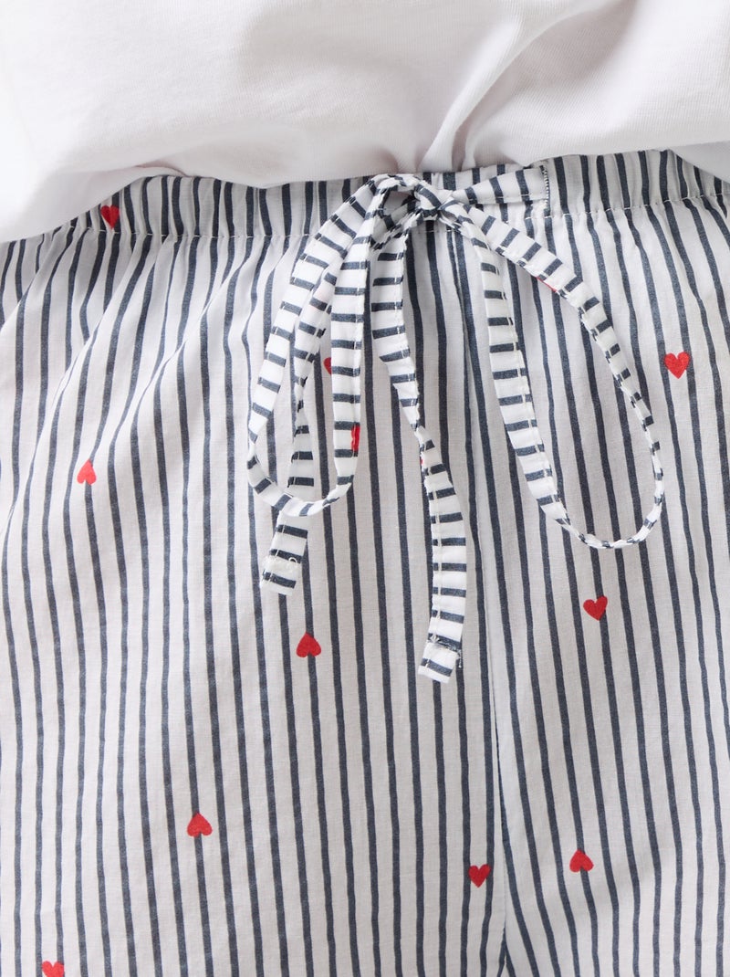 Pantalon de pyjama en voile de coton imprimé Bleu - Kiabi