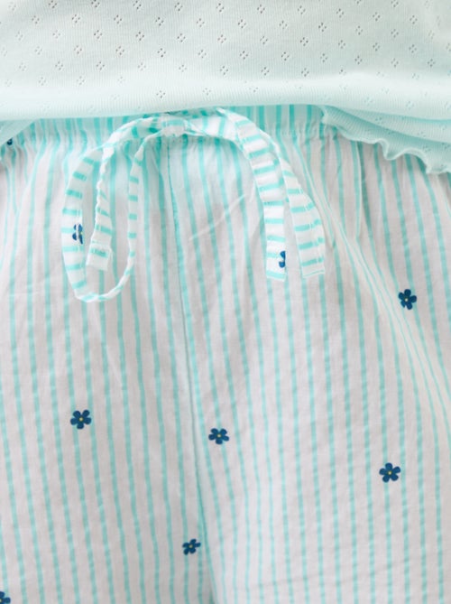 Pantalon de pyjama en voile de coton imprimé - Kiabi