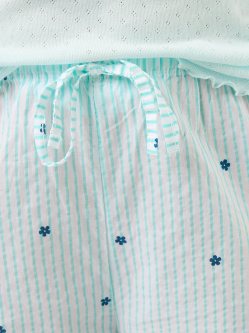 Pantalon de pyjama en voile de coton imprimé Bleu - Kiabi