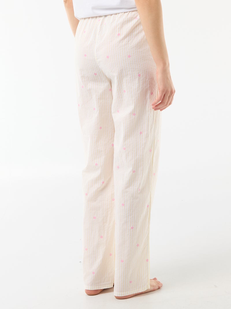 Pantalon de pyjama en voile de coton imprimé Jaune - Kiabi