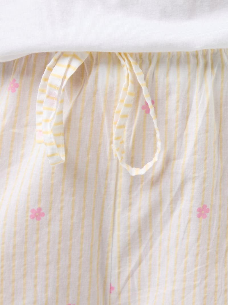 Pantalon de pyjama en voile de coton imprimé Jaune - Kiabi