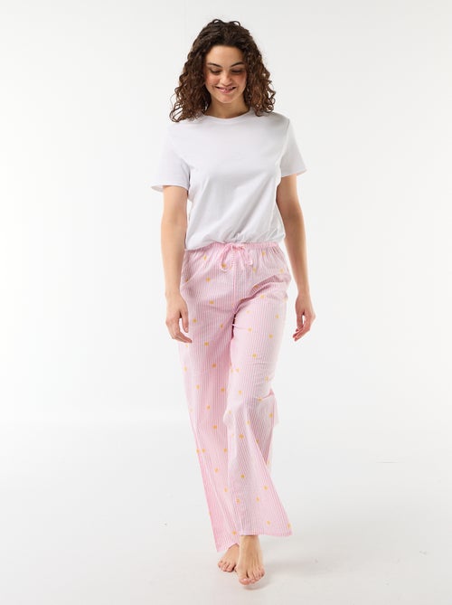 Pantalon de pyjama en voile de coton imprimé - Kiabi