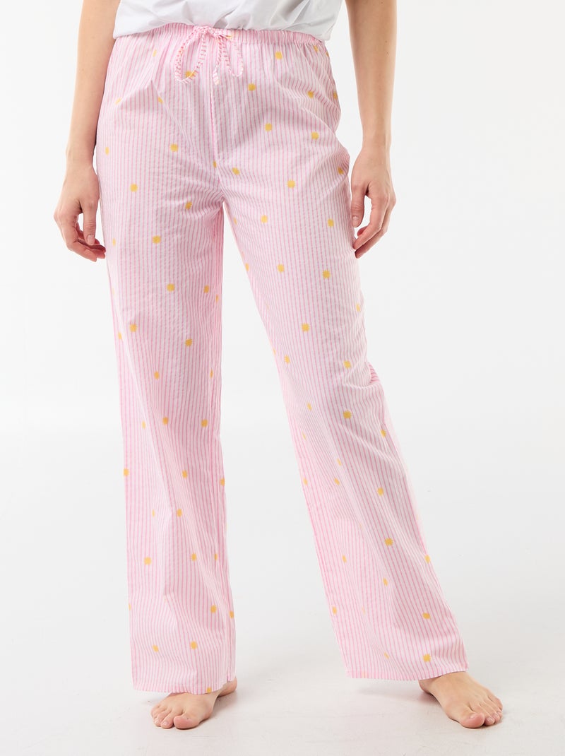 Pantalon de pyjama en voile de coton imprimé Orange - Kiabi