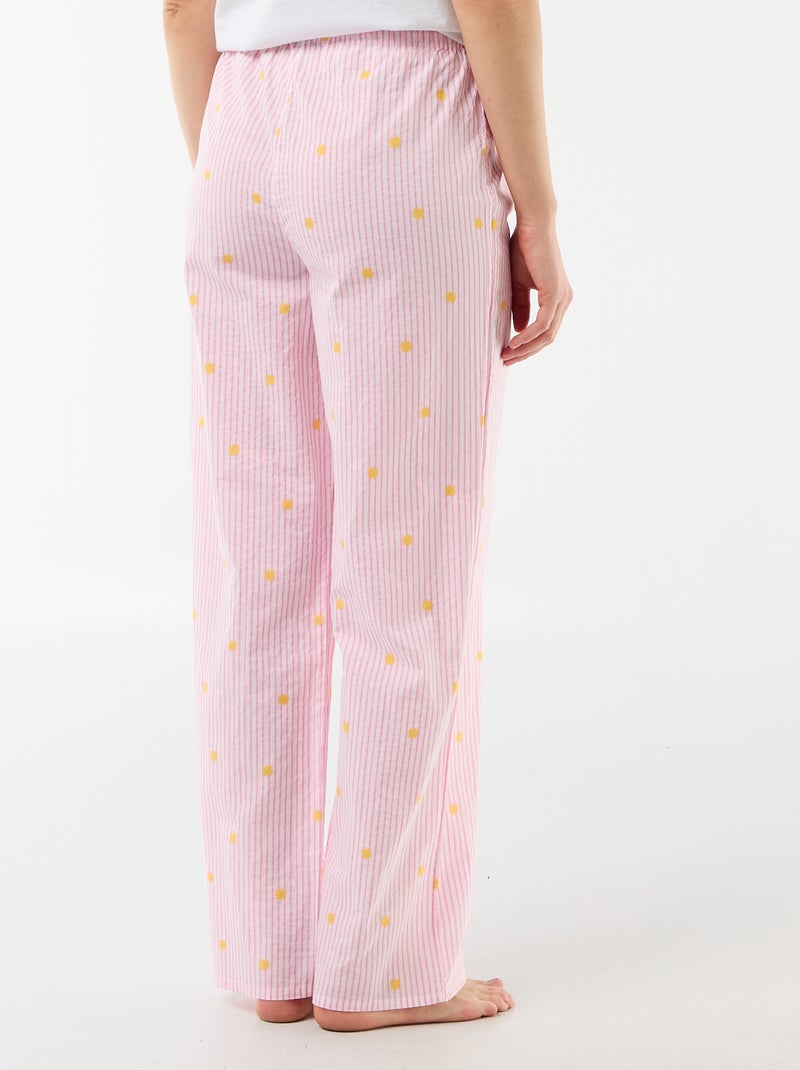 Pantalon de pyjama en voile de coton imprimé Orange - Kiabi