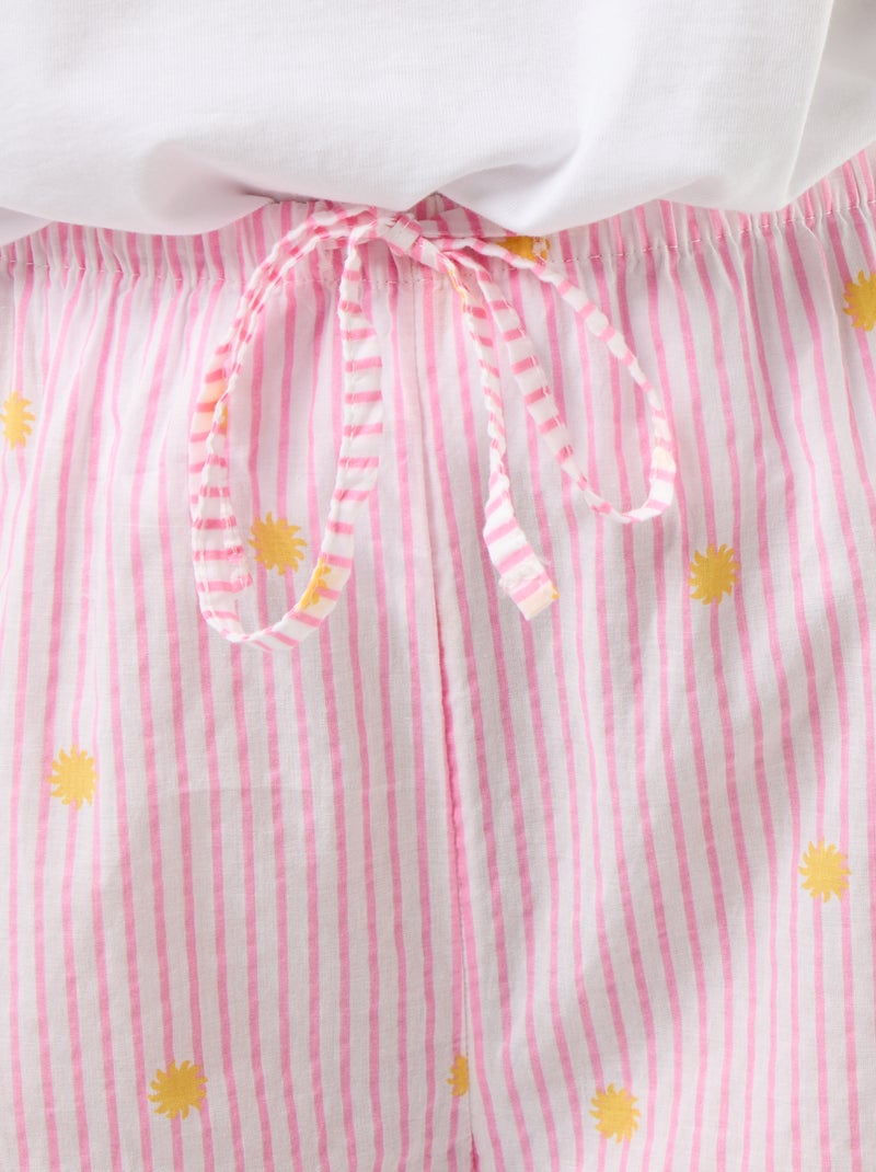 Pantalon de pyjama en voile de coton imprimé Orange - Kiabi