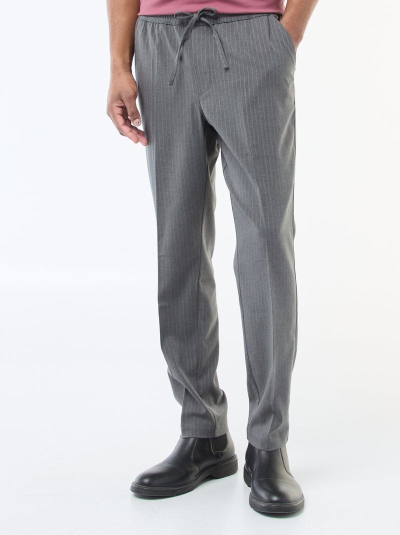 Pantalon de ville à fines rayures Noir - Kiabi