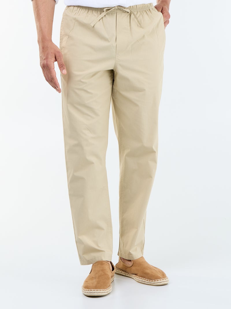 Pantalon de ville en popeline Beige - Kiabi