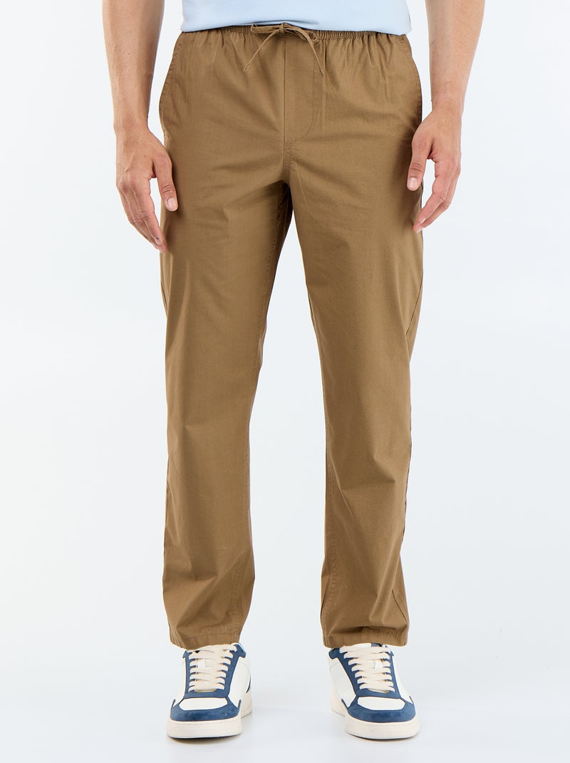 Pantalon de ville en popeline Marron - Kiabi