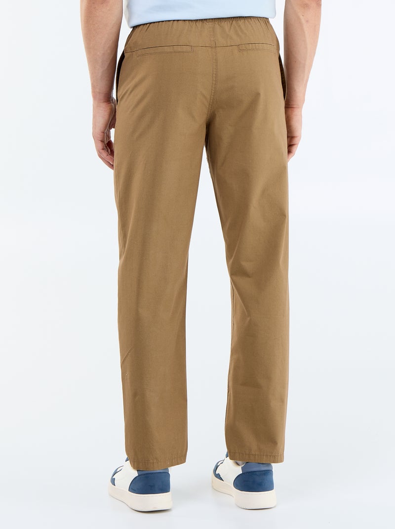 Pantalon de ville en popeline Marron - Kiabi