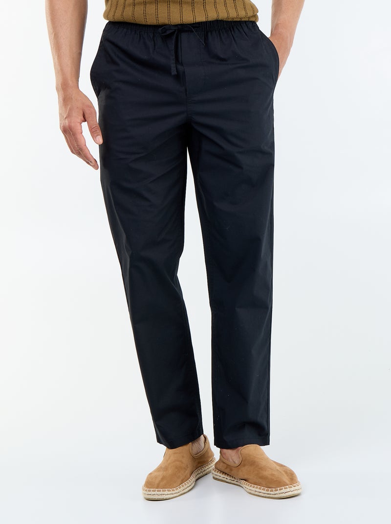 Pantalon de ville en popeline Noir - Kiabi