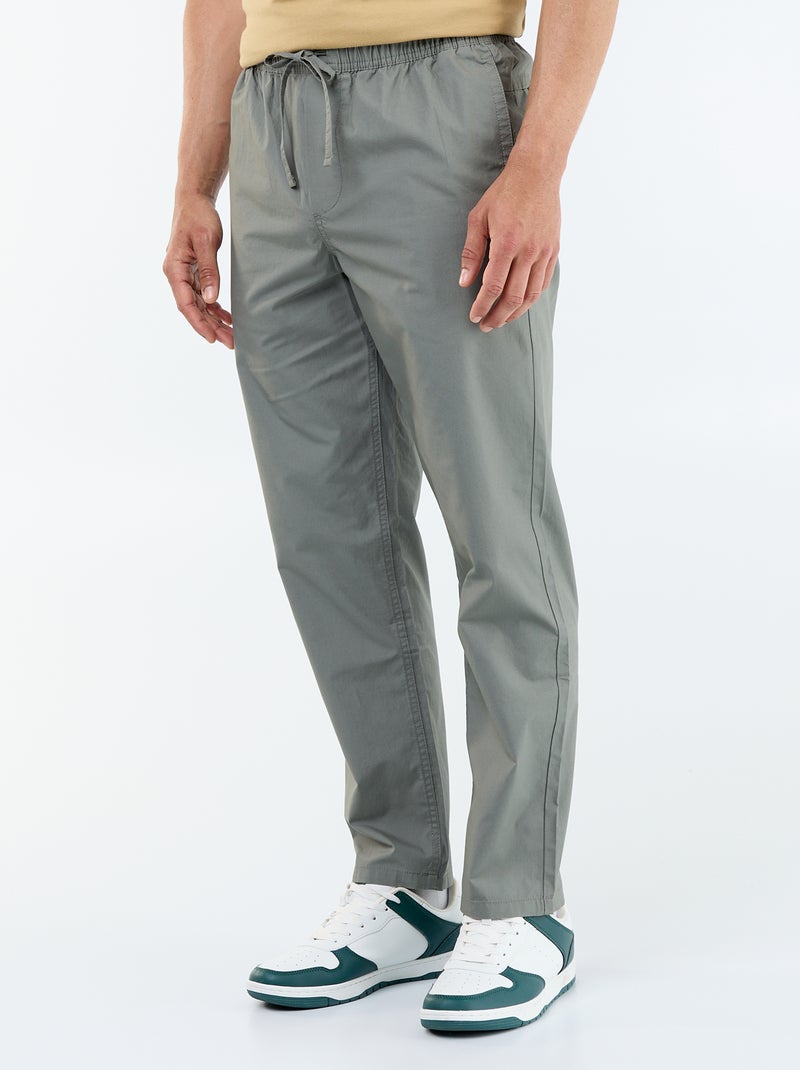 Pantalon de ville en popeline Vert - Kiabi