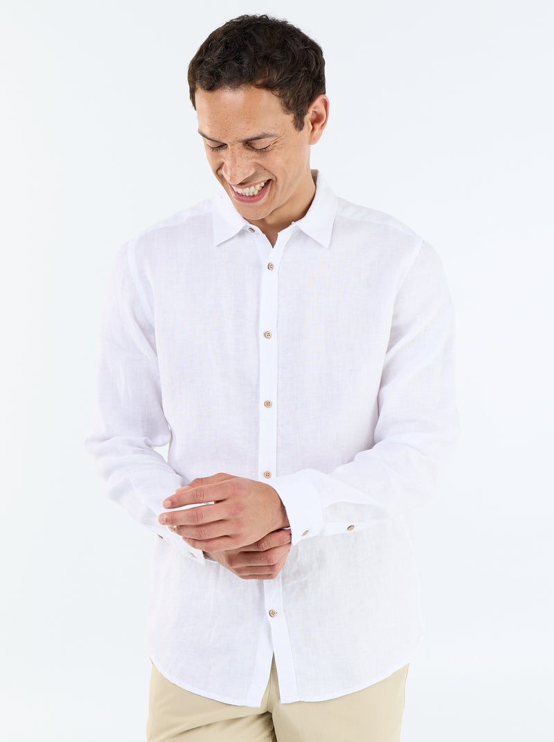 Pantalon de ville en popeline Vert - Kiabi