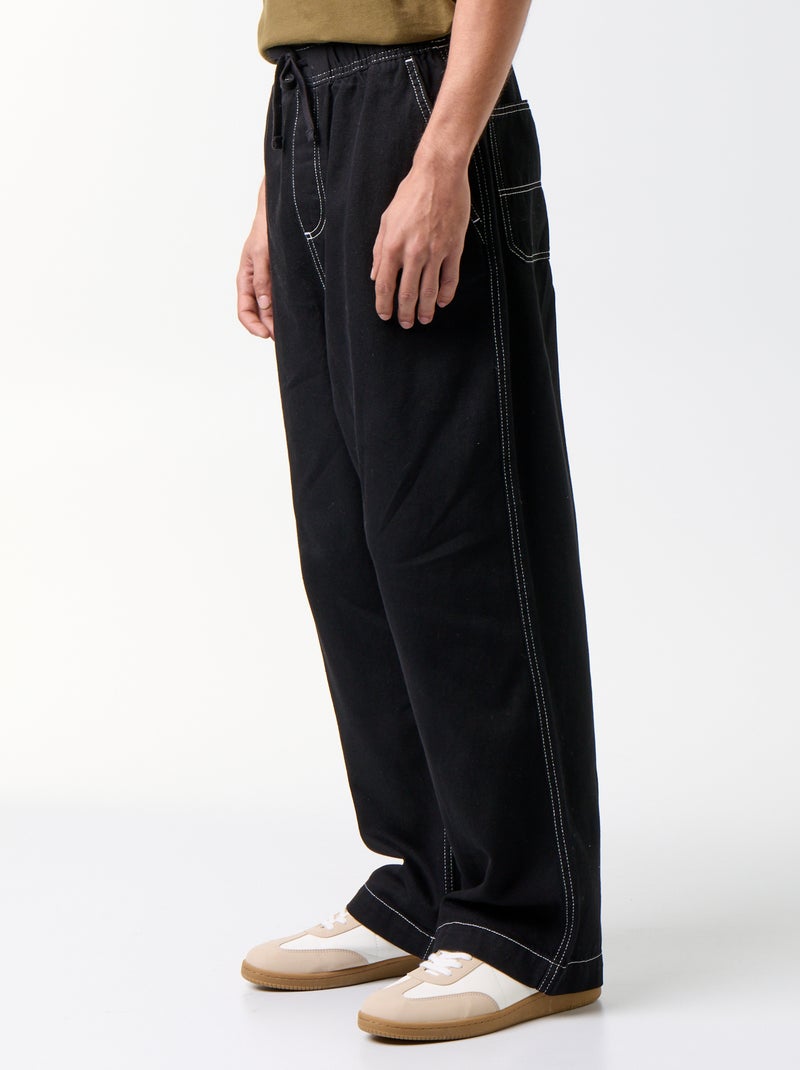 Pantalon denim à la taille élastiquée Noir - Kiabi