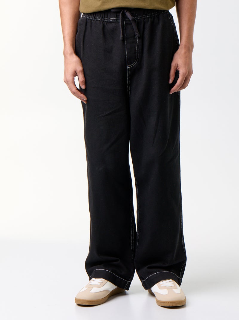 Pantalon denim à la taille élastiquée Noir - Kiabi
