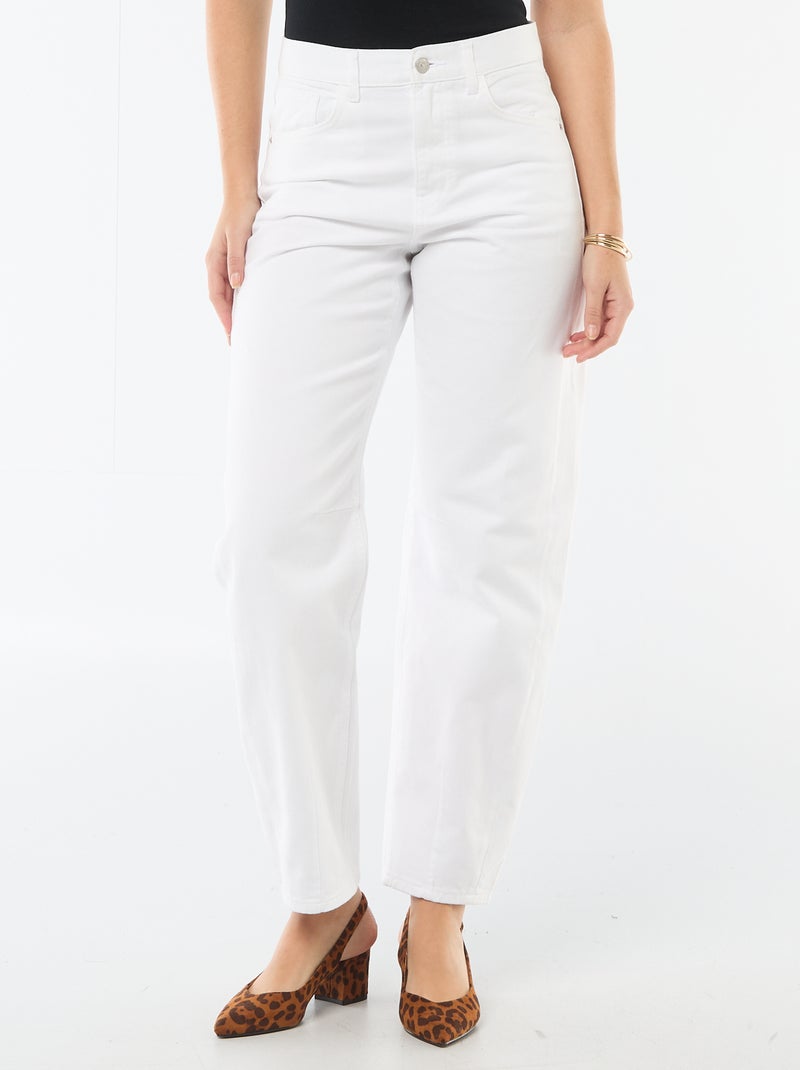 Pantalon denim barrel en coton Blanc - Kiabi