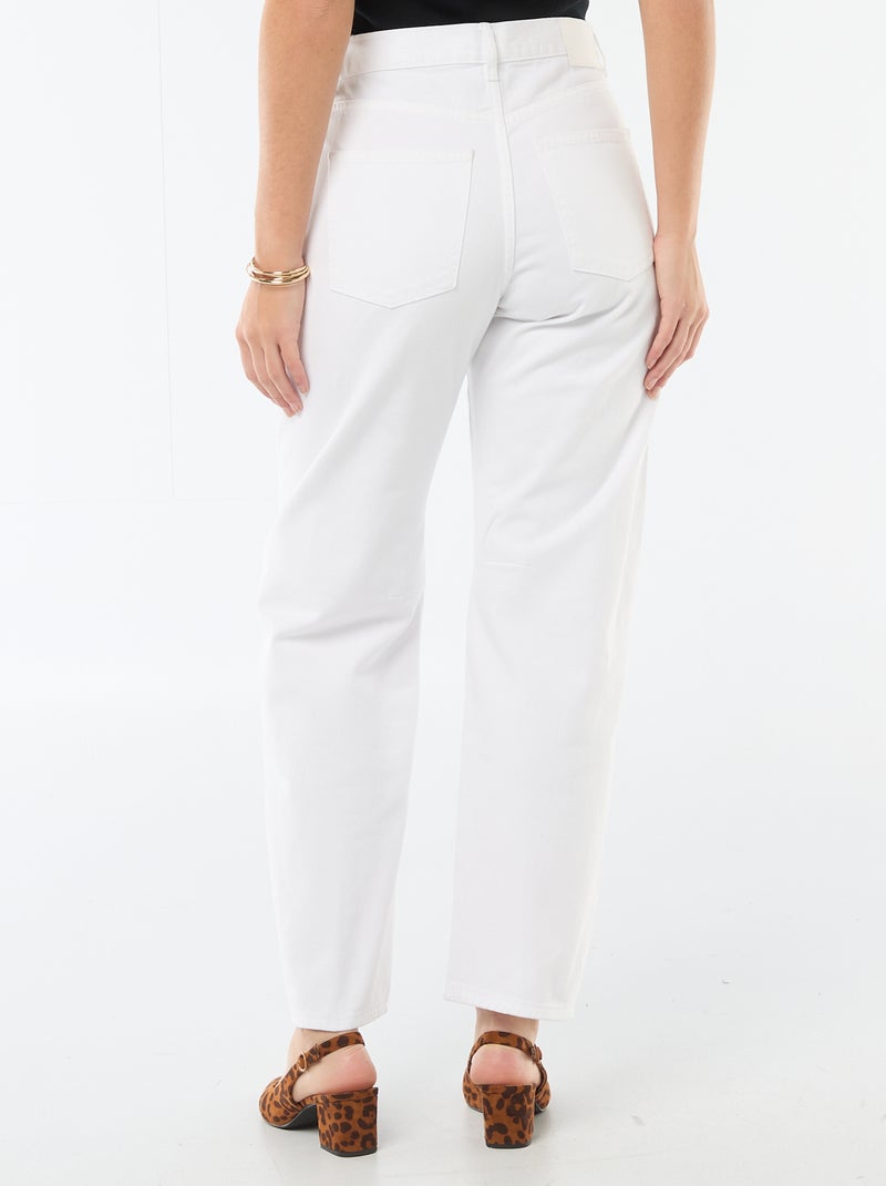 Pantalon denim barrel en coton Blanc - Kiabi
