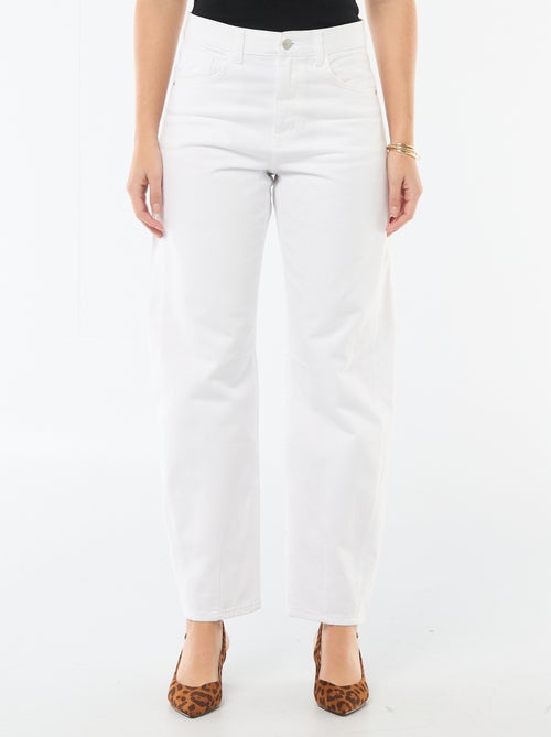 Pantalon denim barrel en coton - Kiabi