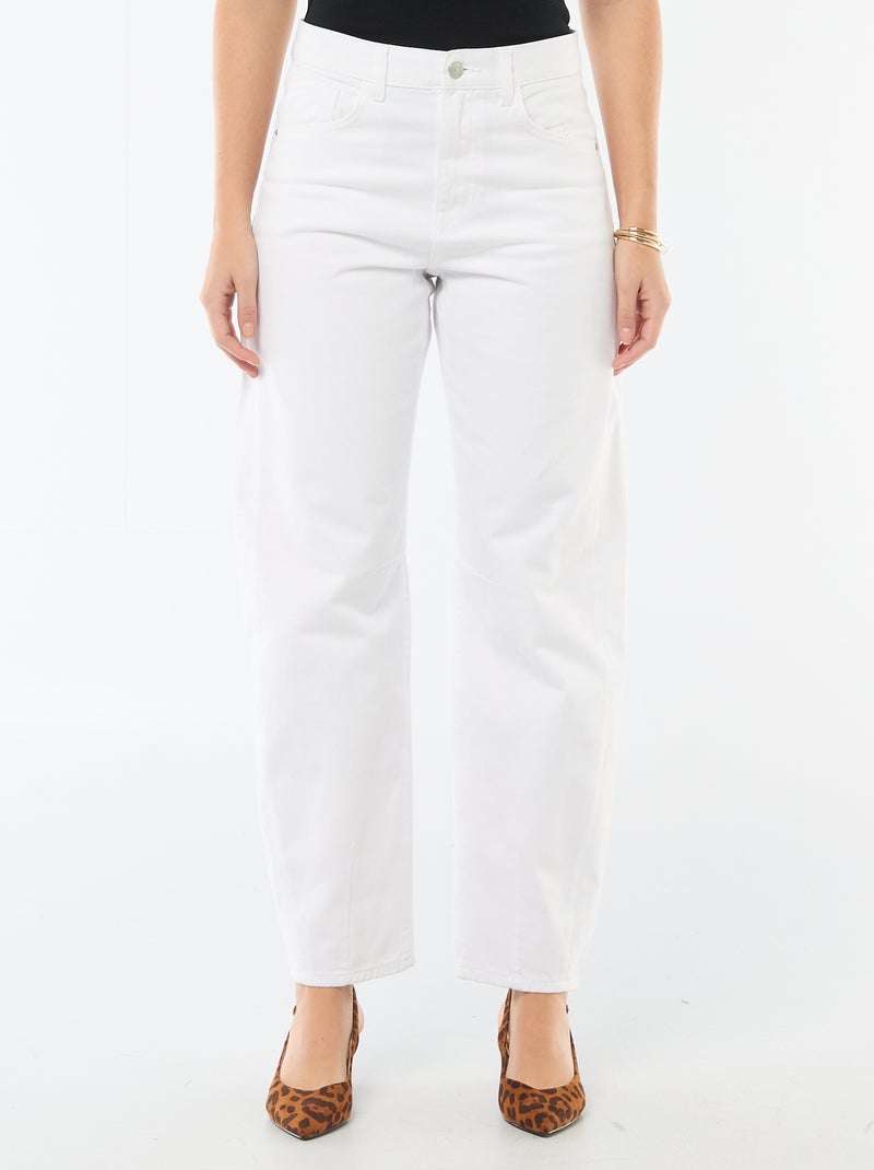 Pantalon denim barrel en coton Blanc - Kiabi