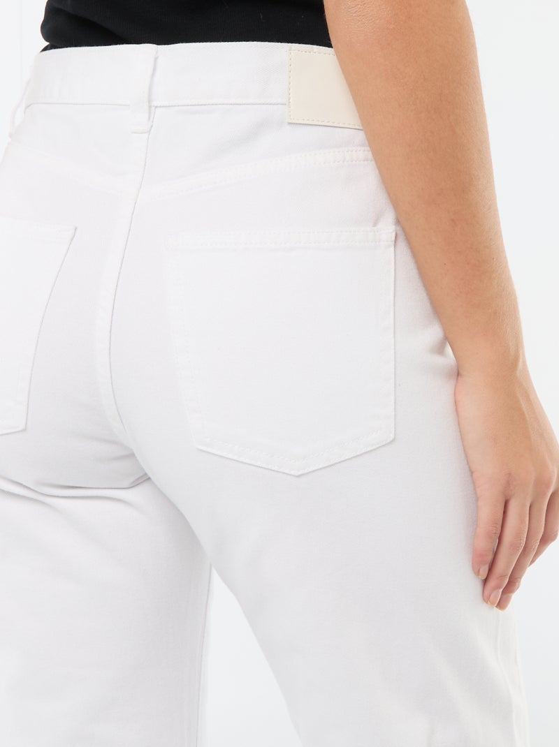 Pantalon denim barrel en coton Blanc - Kiabi