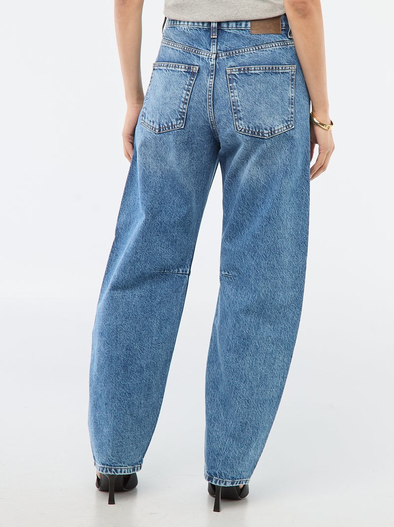Pantalon denim barrel en coton Bleu - Kiabi