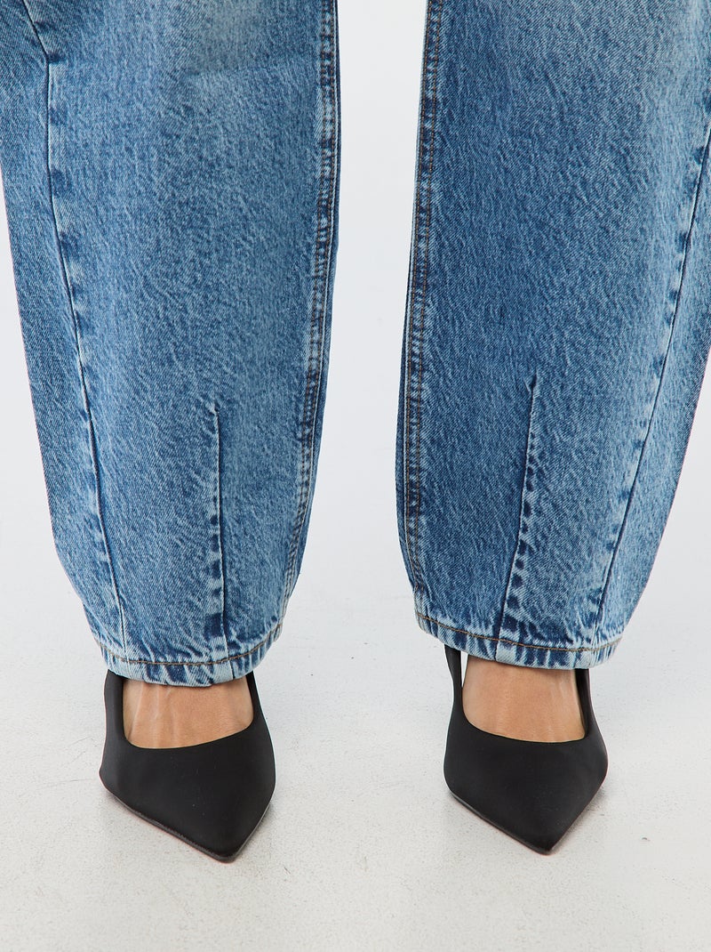 Pantalon denim barrel en coton Bleu - Kiabi