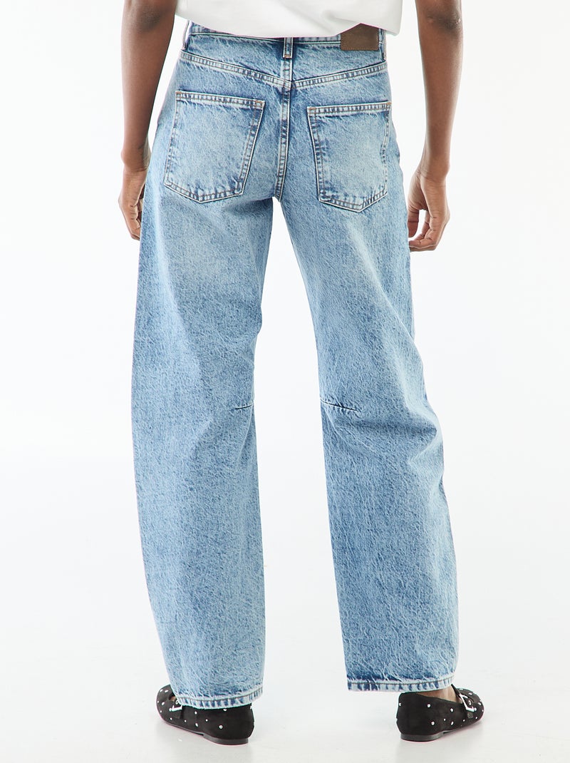 Pantalon denim barrel en coton Bleu - Kiabi