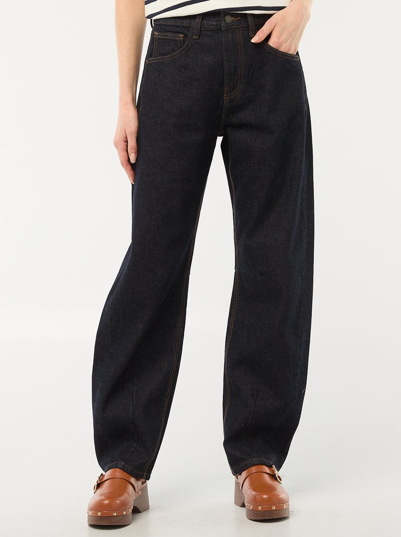Pantalon denim barrel en coton Bleu - Kiabi