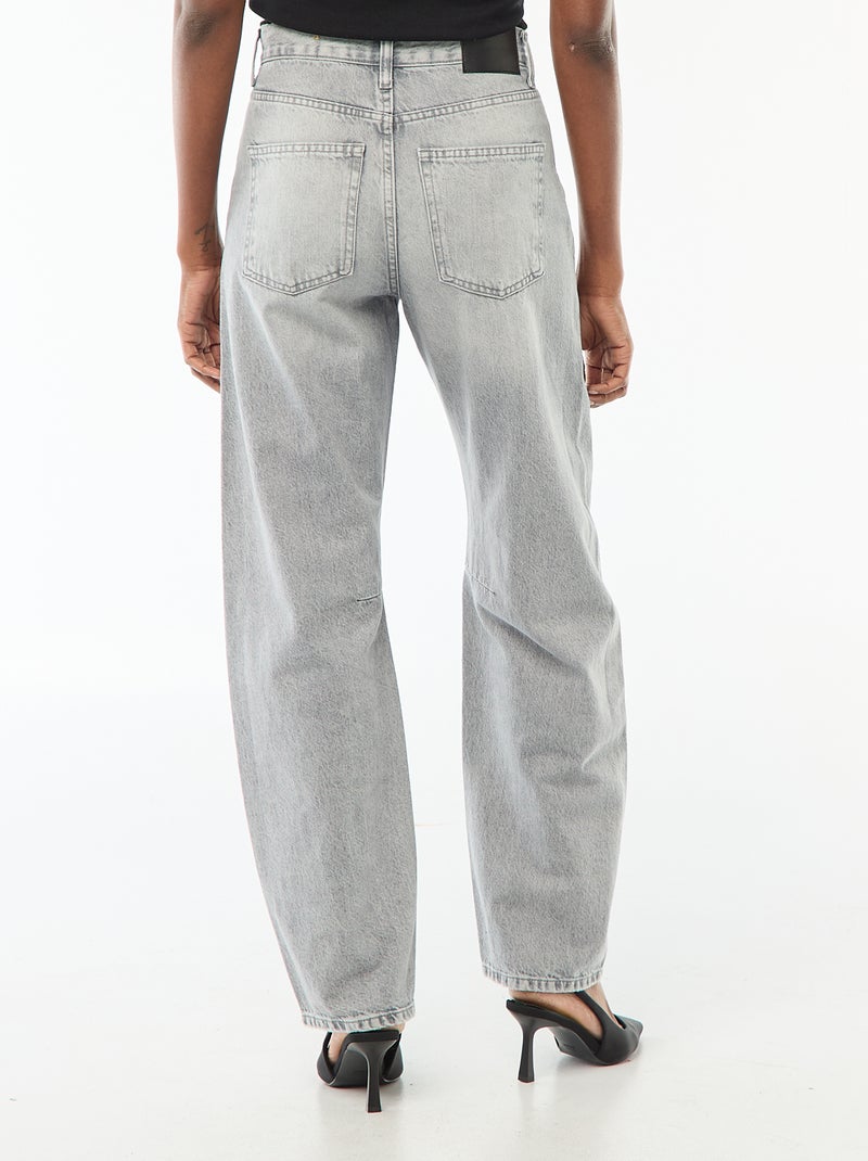 Pantalon denim barrel en coton Gris - Kiabi