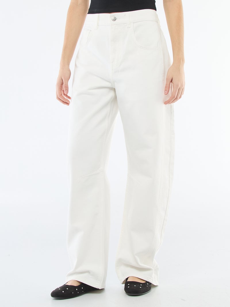 Pantalon denim coupe ballon Beige - Kiabi