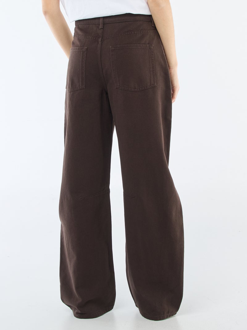 Pantalon denim coupe ballon Marron - Kiabi