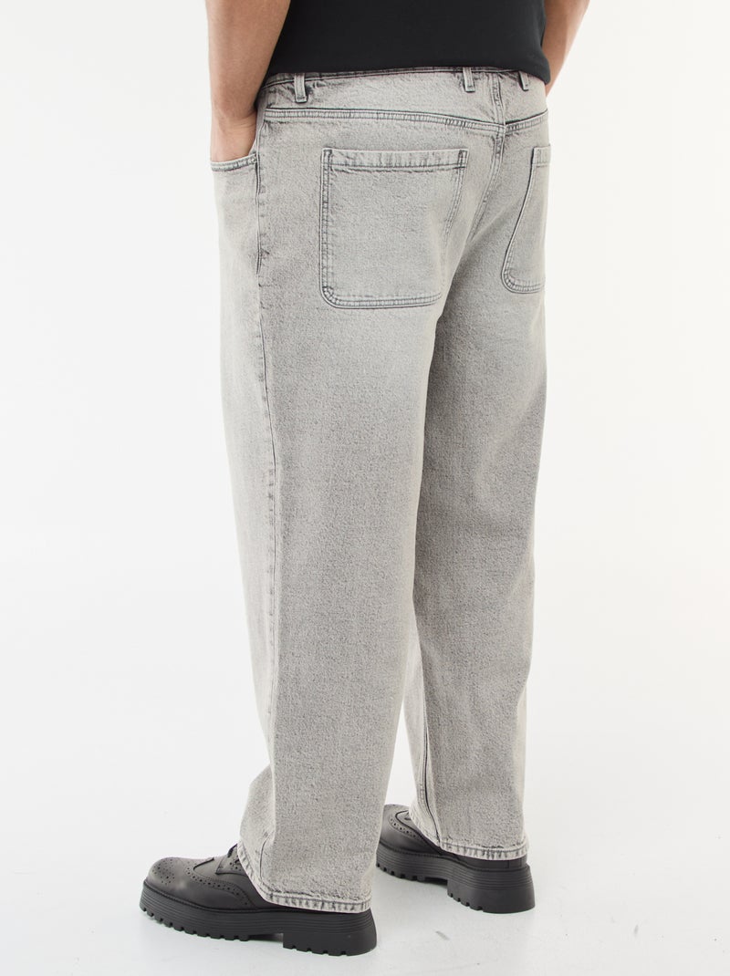 Pantalon denim coupe relaxed fit Gris - Kiabi